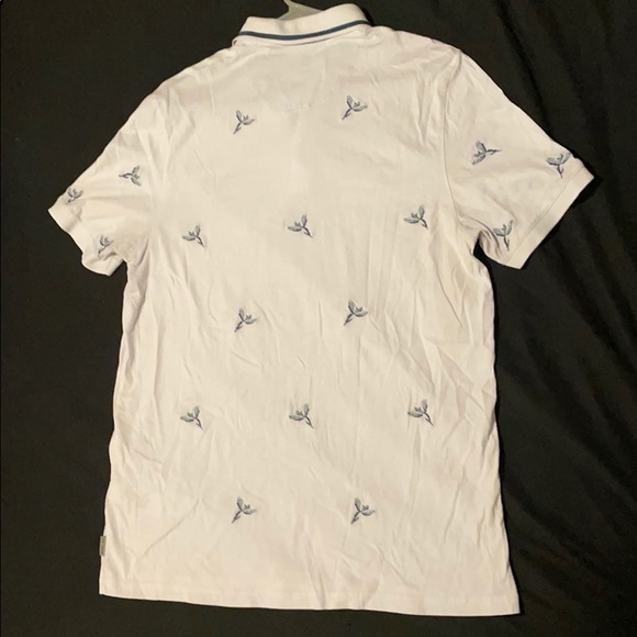 TED BAKER White Hapnes Bird Embroidered Polo Top - Picture 6 of 9